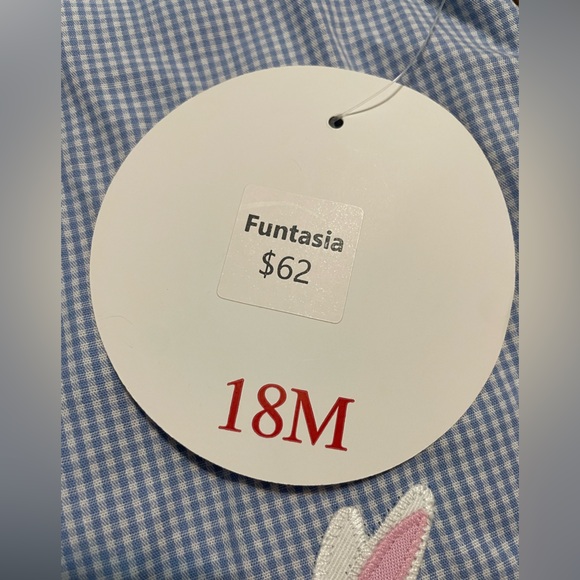 NWT 18m Blue Gingham Easter Dress Funtasia Too - Picture 2 of 2